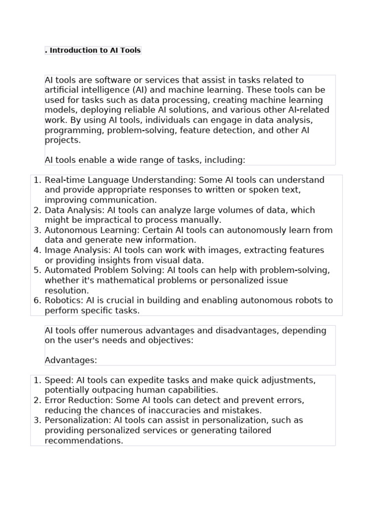 Introduction to AI Tools How Its Work | PDF | Artificial Intelligence ...