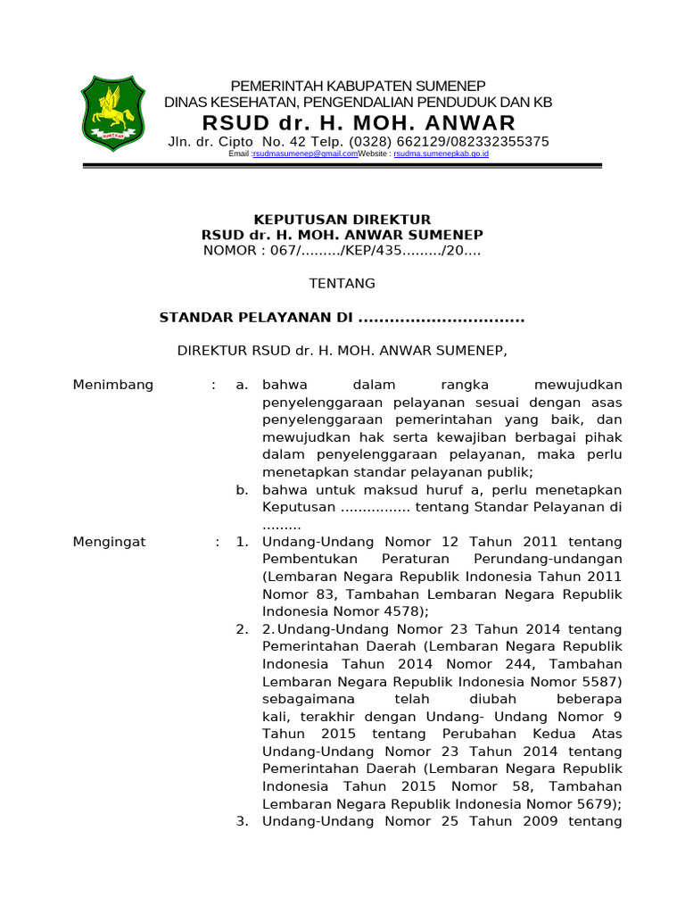 Contoh Format Standar Pelayanan Publik | PDF