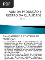 ADM DA PRODUÇÃO E GESTÃO DA QUALIDADE