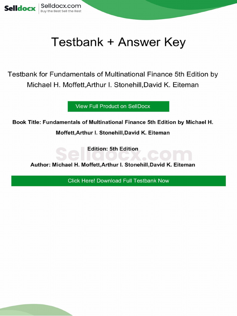 Fundamentals of Multinational Finance 5th Edition Testbank | PDF