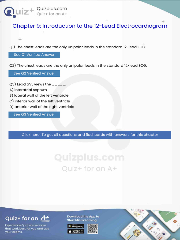 The Chest Leads Are the Only Unipolar Leads in the Standard 12Lead Ecg ...