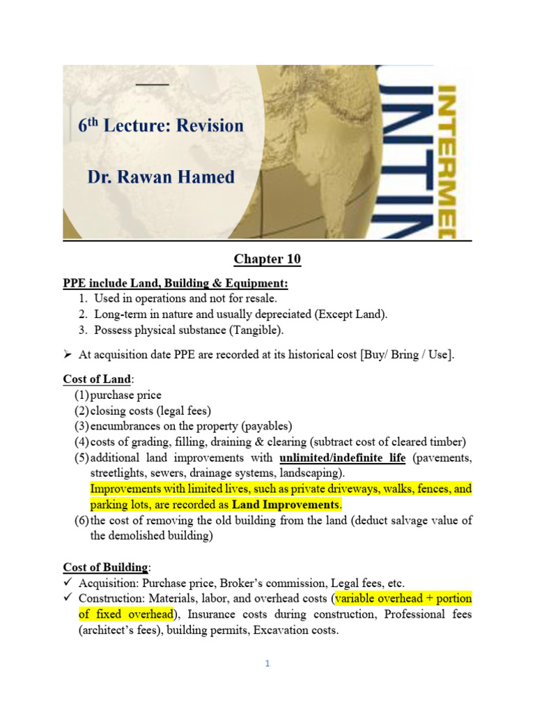Lecture 6 - Midterm Revision | PDF | Depreciation | Book Value