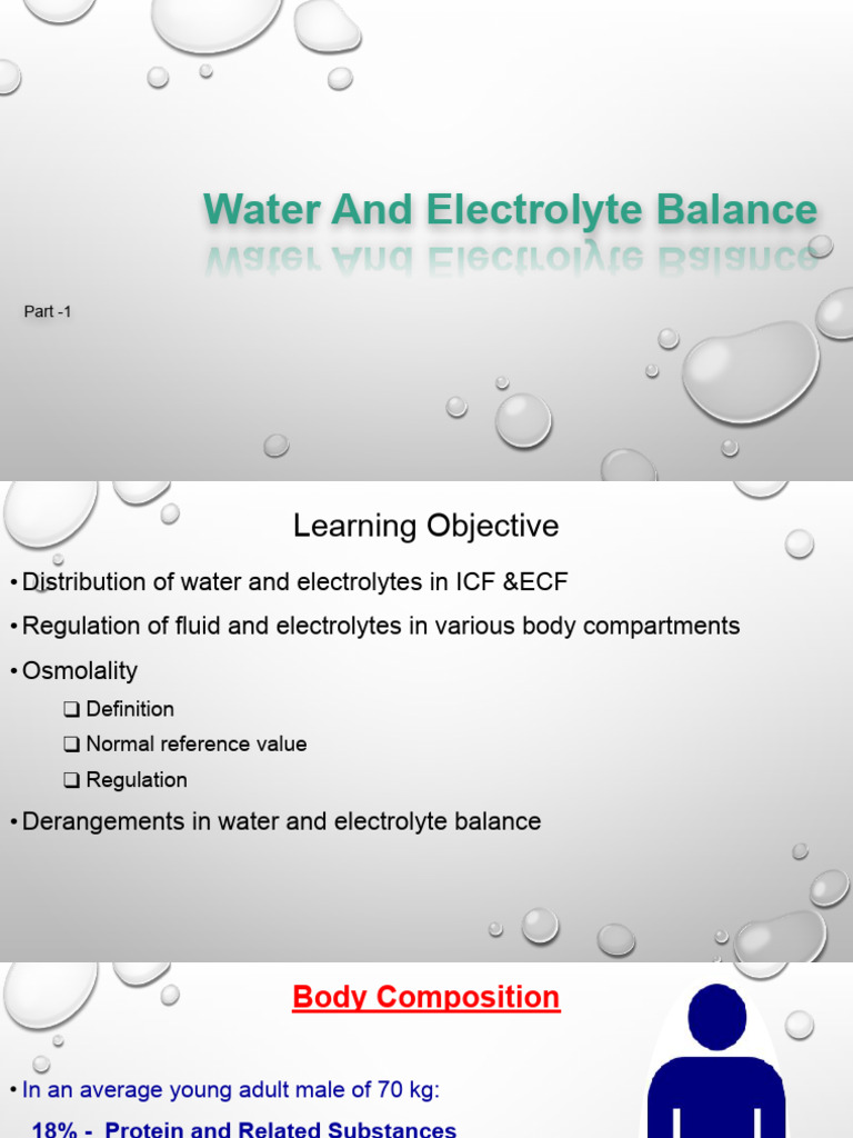 Water and Electrolytes Part 1 | PDF | Kidney | Physiology
