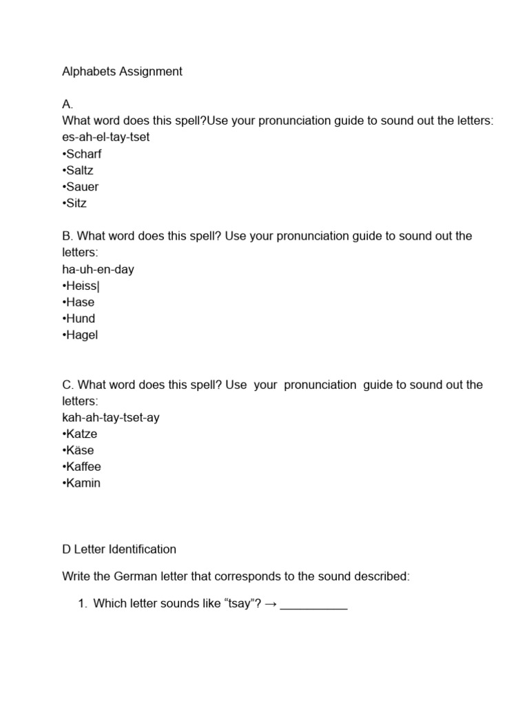 Alphabets Assignment | PDF