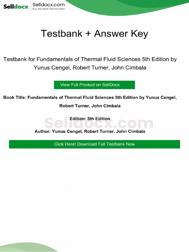 Fundamentals of Thermal Fluid Sciences 5th Edition Solution Manual | PDF
