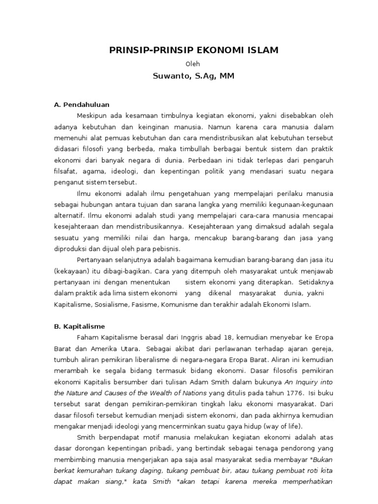 Prinsip Prinsip Ekonomi Islam