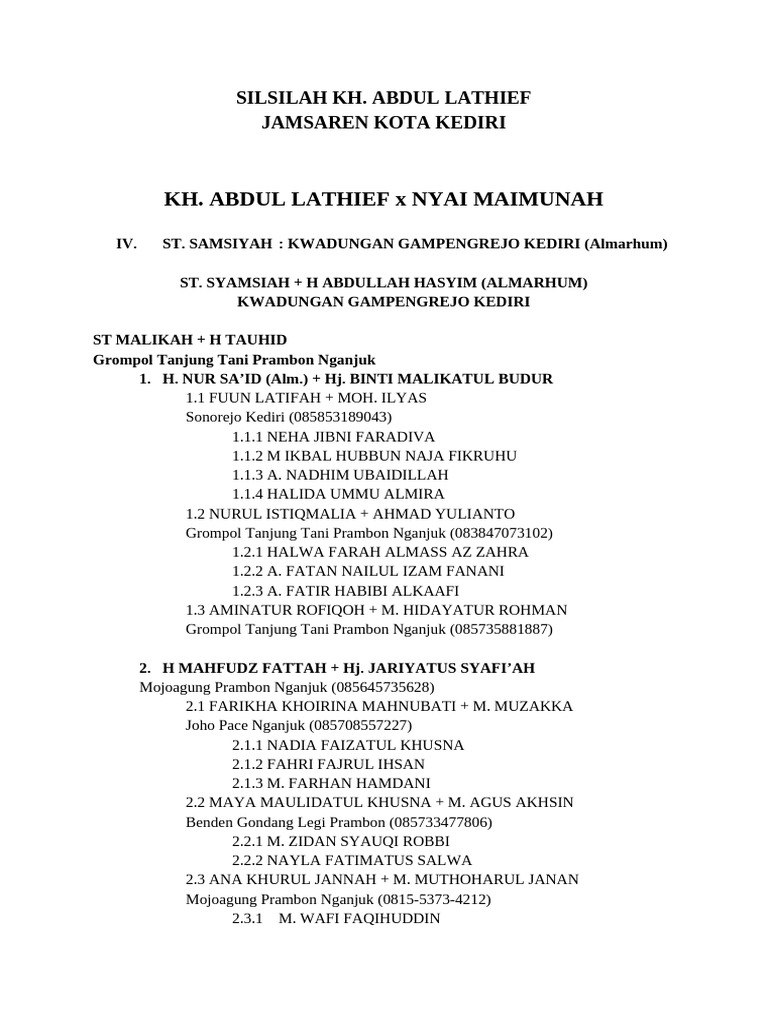 Silsilah Kh Abdul Latief-syamsiyah-malikah | PDF