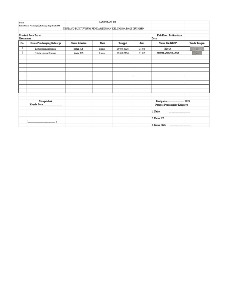 Form Visum Tpk Kbpp | PDF