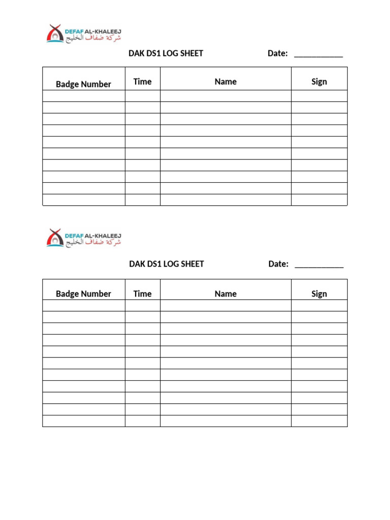 Dak - Ds1 Log Sheet | PDF