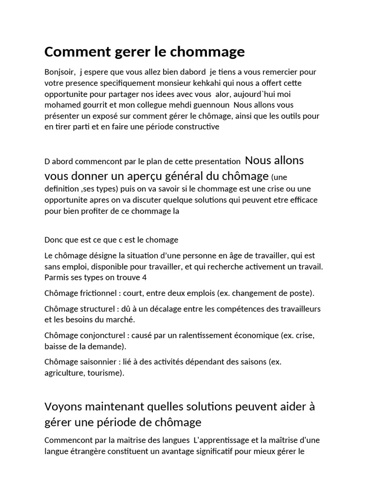 Comment Gerer Le Chommage | PDF | Chômage | Elon Musk