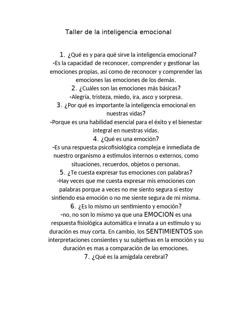 Taller de La Inteligencia Emocional | PDF | Las emociones ...