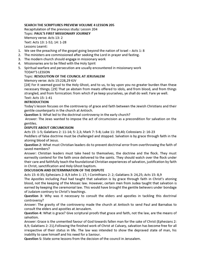 Sts Summary Lesson 205 | PDF | Acts Of The Apostles | Paul The Apostle