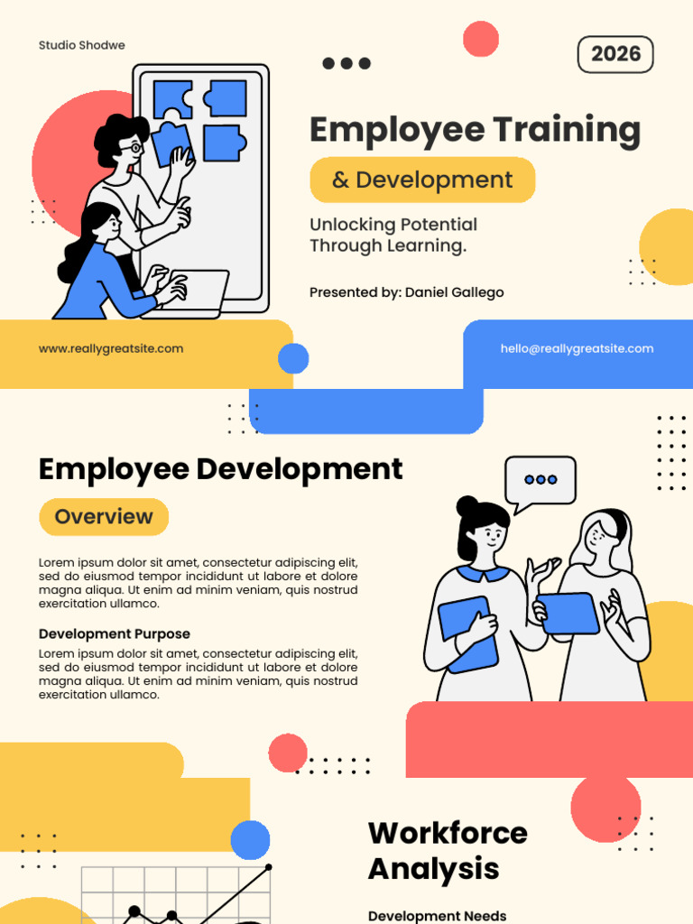 Yellow Red and Blue Illustrated Playful Business Employee Training ...