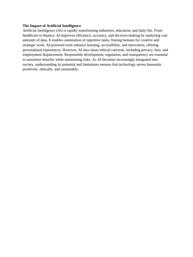 The Impact of Artificial Intelligence | PDF