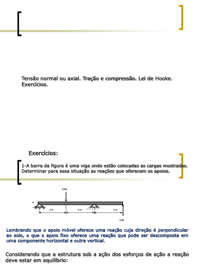 Exercícios Tensão Normal Lei de Hooke | PDF | Estresse (Mecânica ...