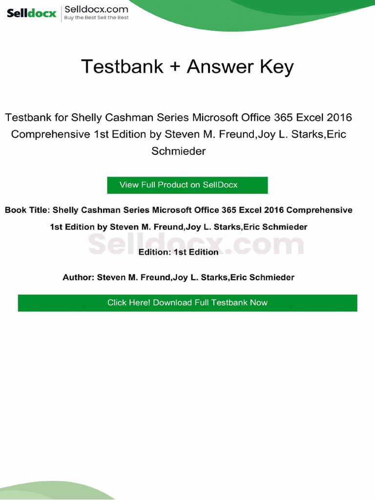 Shelly Cashman Series Microsoft Office 365 Excel 2016 Comprehensive 1st ...