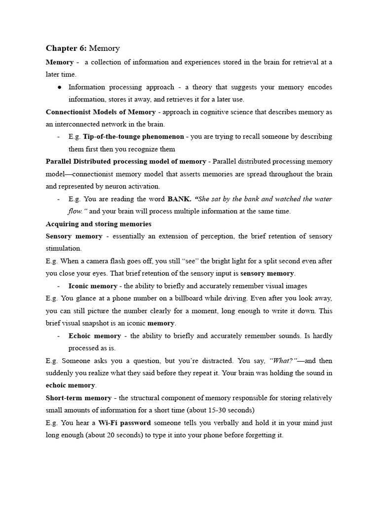 Chapter 6 Memory Reviewer | PDF | Memory | Recall (Memory)