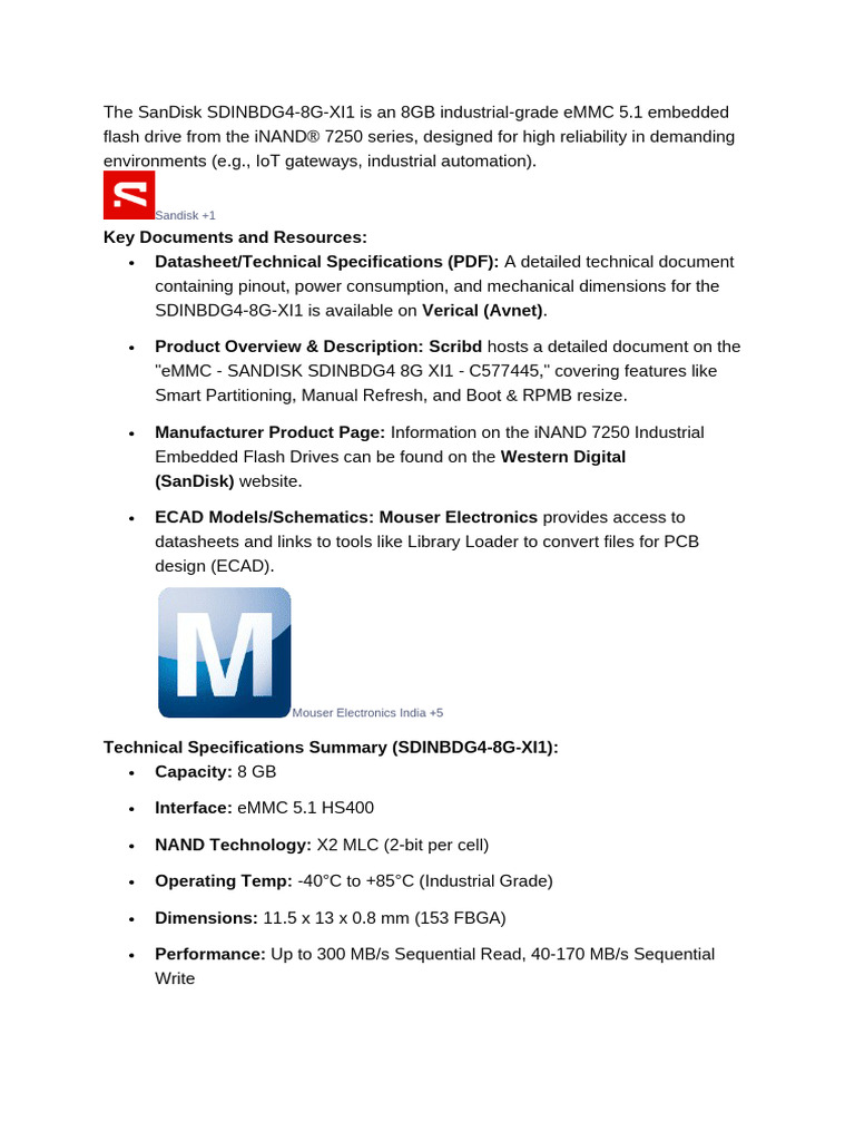 The Sandisk Sdinbdg4 | PDF