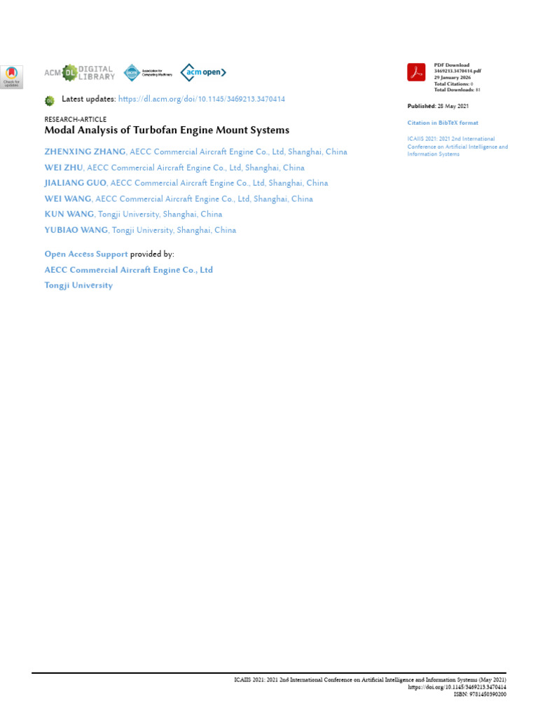 Zhang Et Al_2021_Modal Analysis of Turbofan Engine Mount Systems | PDF ...