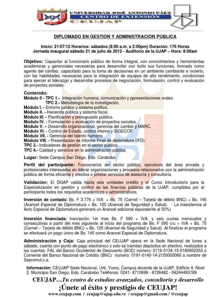 Diplomado En Gestión Y Administración Pública Pdf Administración
