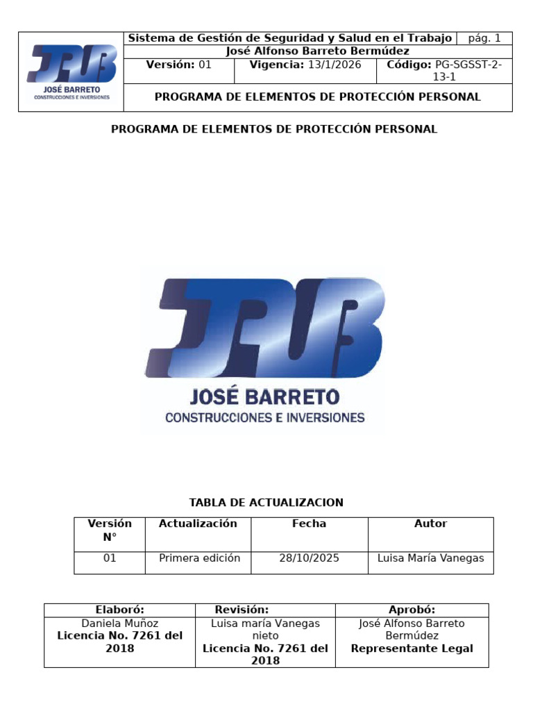Anexo 1. Programa de EPP | PDF
