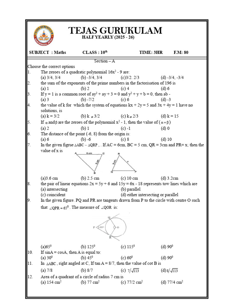 Class 10 Maths Questions | PDF | Circle | Sphere