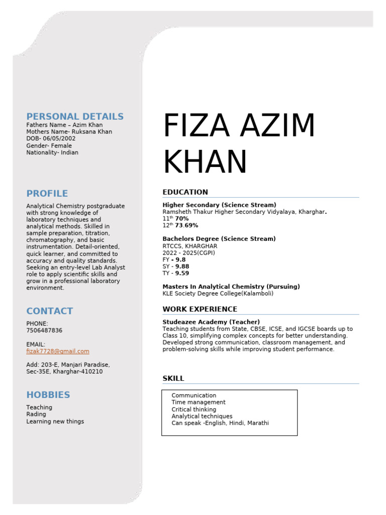 Fiza Azim Khan | PDF