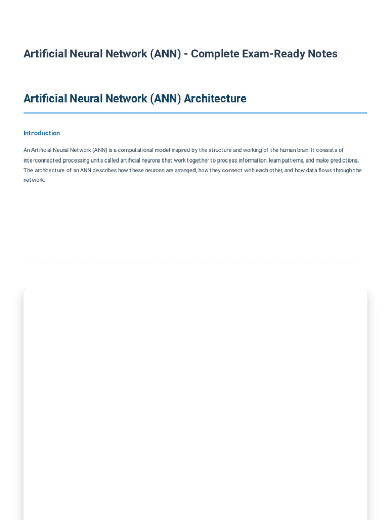 Artificial Neural Network - Complete Exam-Ready Notes | PDF | Dendrite ...