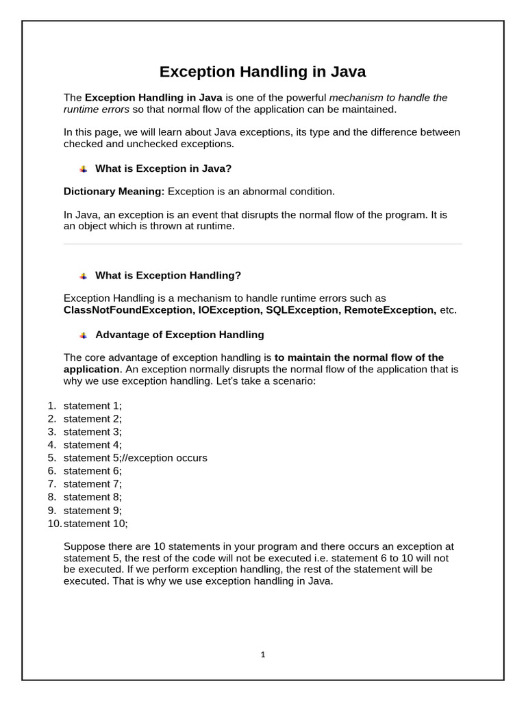 Exception Handling in Java | PDF | Java (Programming Language ...
