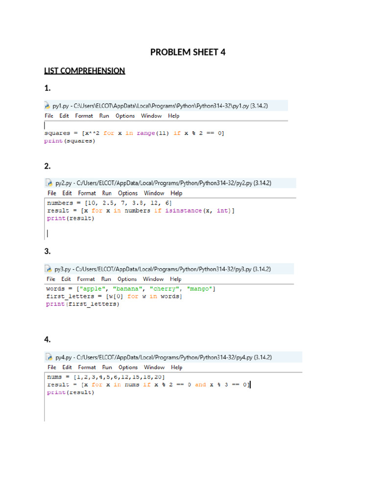 Advanced List Problem Sheet 4 (1) | PDF