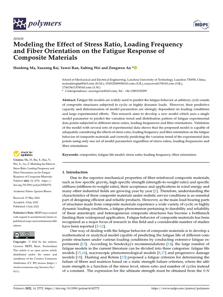 Effect of Stress Ratio, Loading Frequency and Fiber Angle on the ...