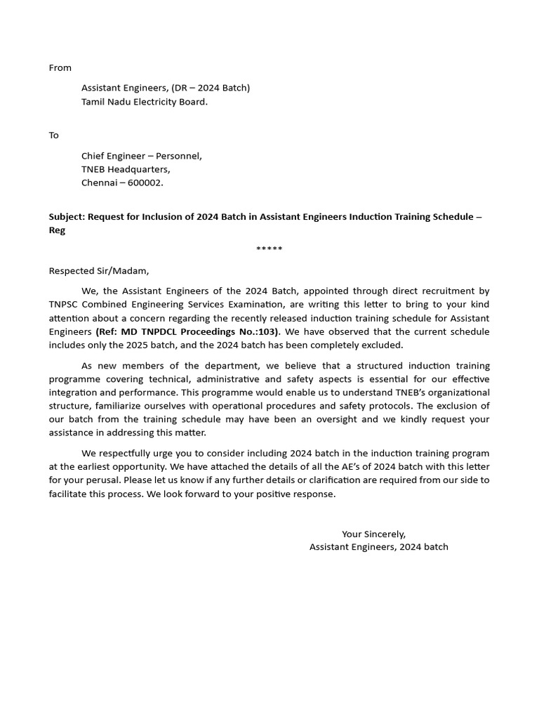 Training Letter | PDF