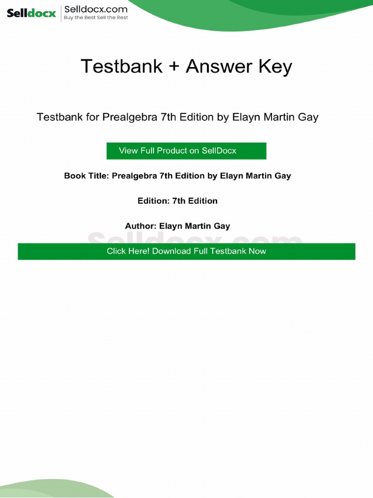 Prealgebra 7th Edition Solution Manual | PDF