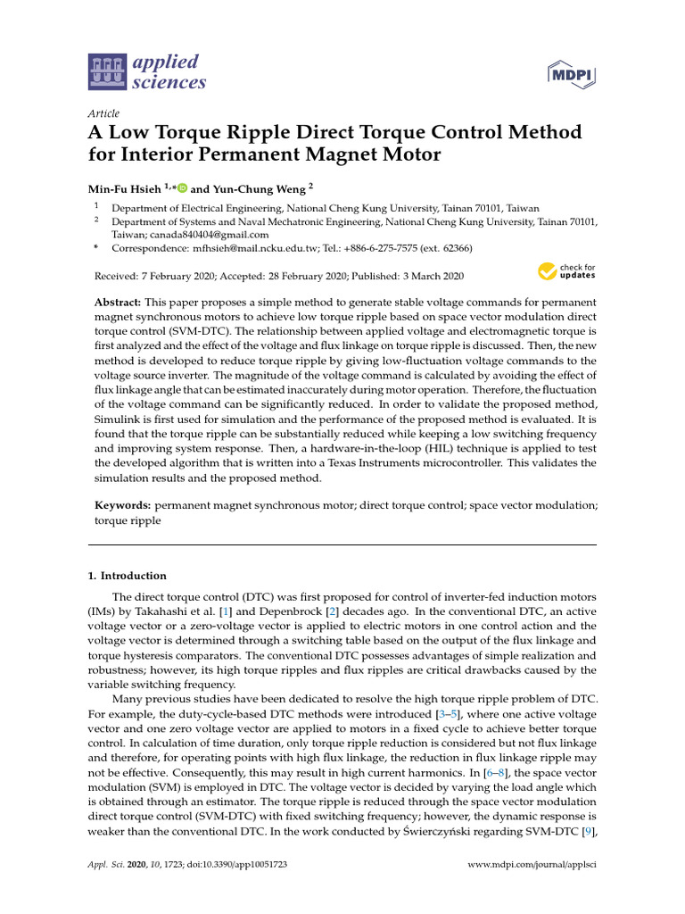 A Low Torque Ripple Direct Torque Control | PDF | Transistor | Mosfet