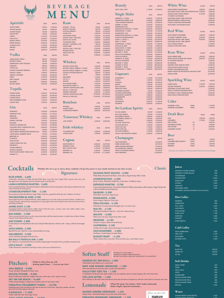 Beverage Menu | PDF | Lemonade | Alcoholic Beverages