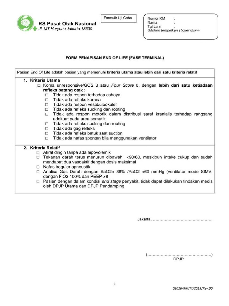 Form Penapisan EOL | PDF