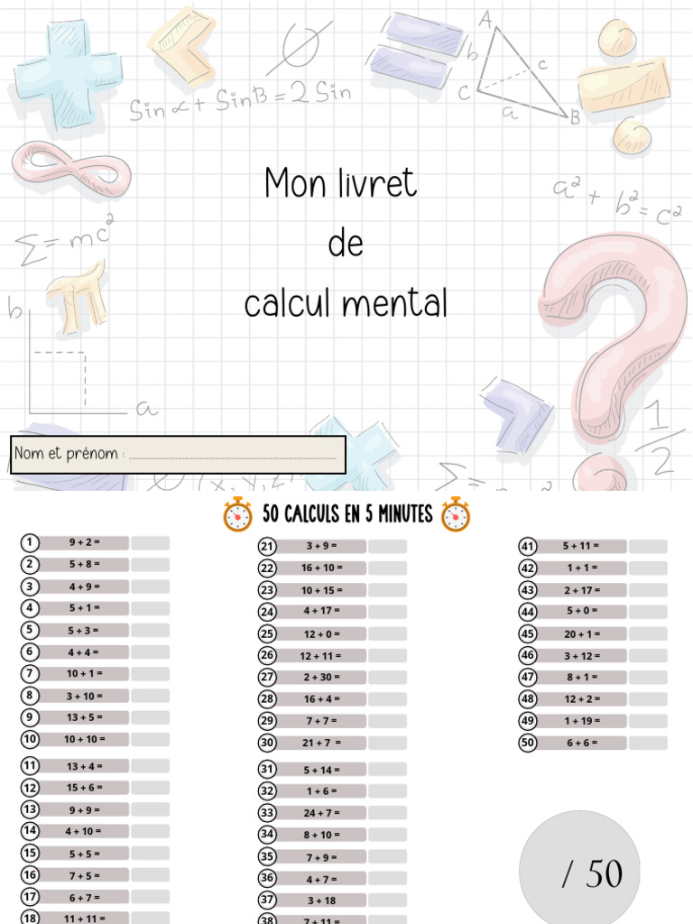 Mon Livret de Calcul Mental 2 1 | PDF