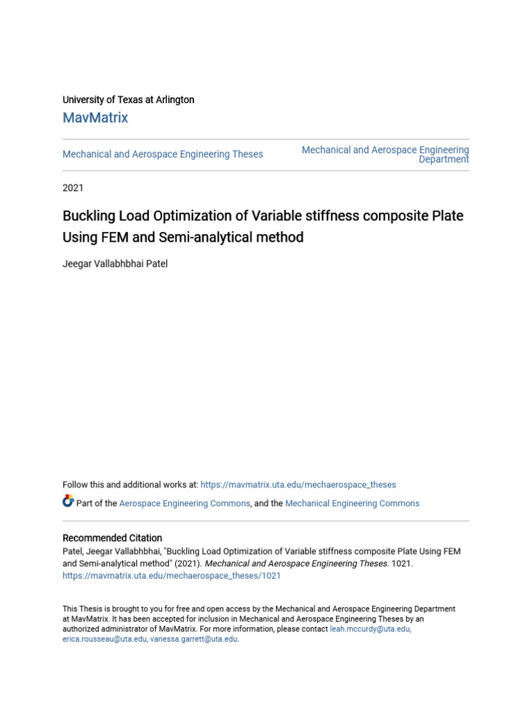 Buckling Load Optimization of Variable Stiffness Composite Plate | PDF ...
