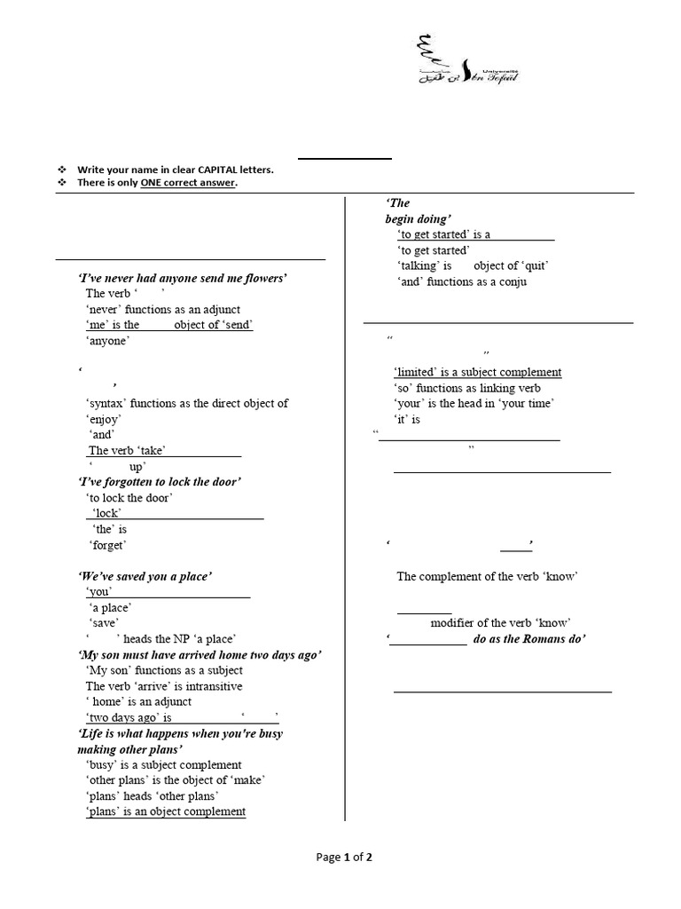 Grammar 3 Resit Exam Final | PDF | Clause | Verb