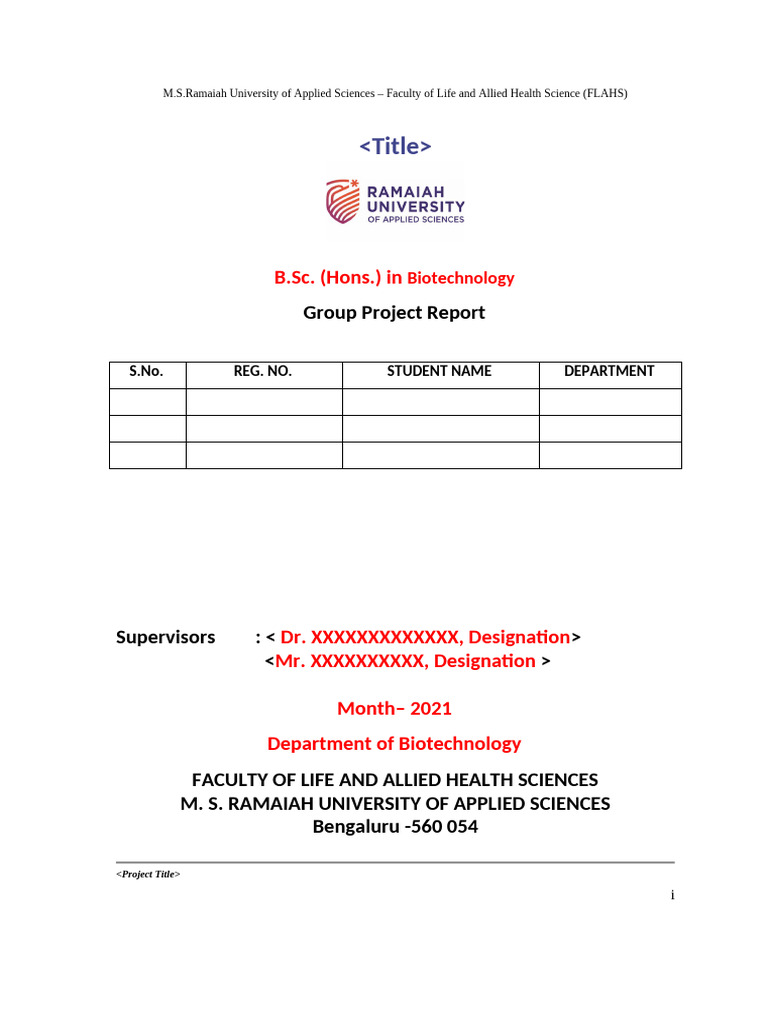 UG Project Report Template | PDF | Science
