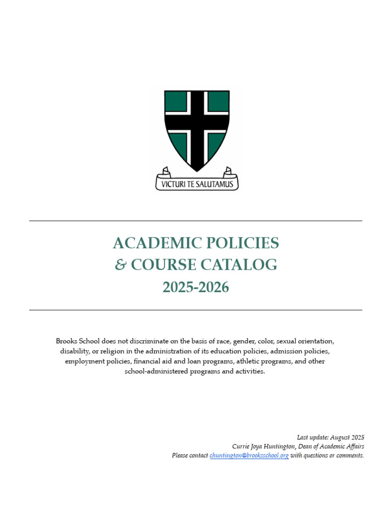 Brooks School Course Catalog 2025-2026 | PDF | Academic Integrity ...