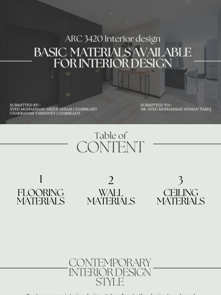 contemporaryadvanced materials available for interior design | PDF ...