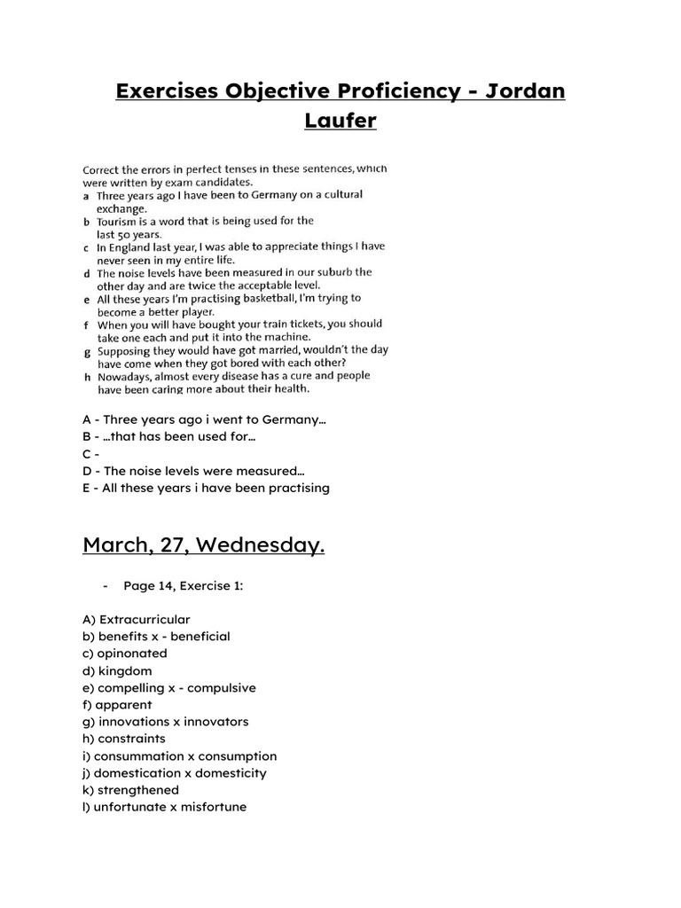 Exercises Objective Proficiency - Jordan Laufer | PDF