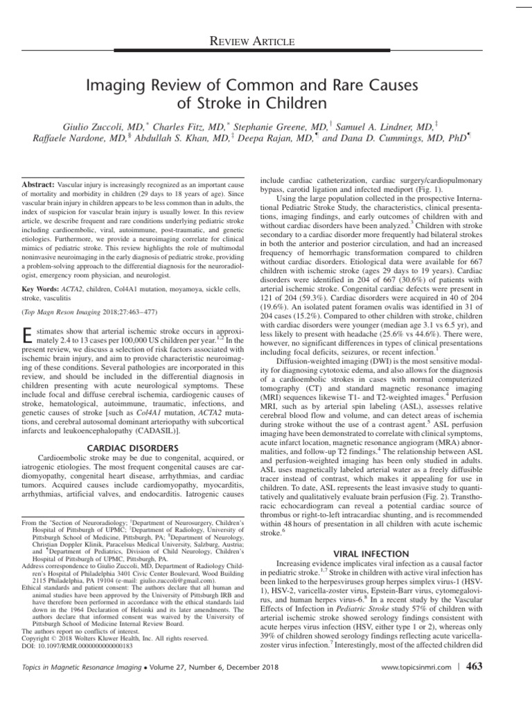 Imaging Review of Common and Rare Causes of Stroke.5 | PDF | Stroke ...