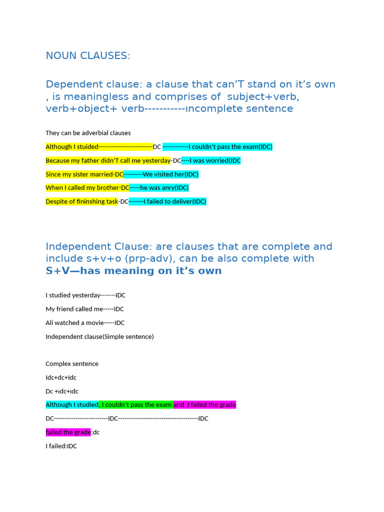 Noun Clauses-Explanation With Homework | PDF | Clause | Verb