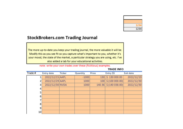 Excel Trading Journal | PDF
