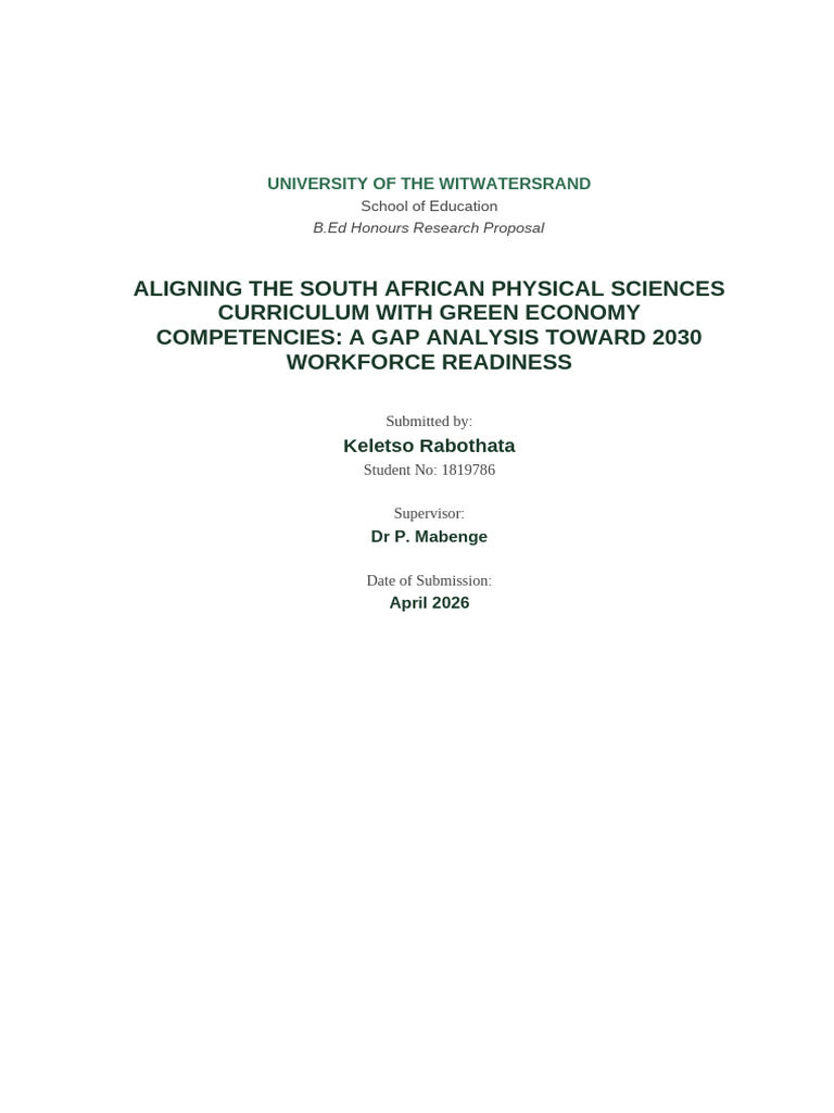 Final Proposal Rabothata 2026 | PDF | Curriculum | Science
