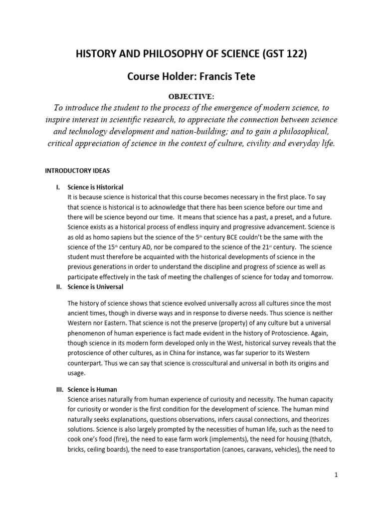 History and Philosophy of Science - Copy | PDF | Science | History Of ...