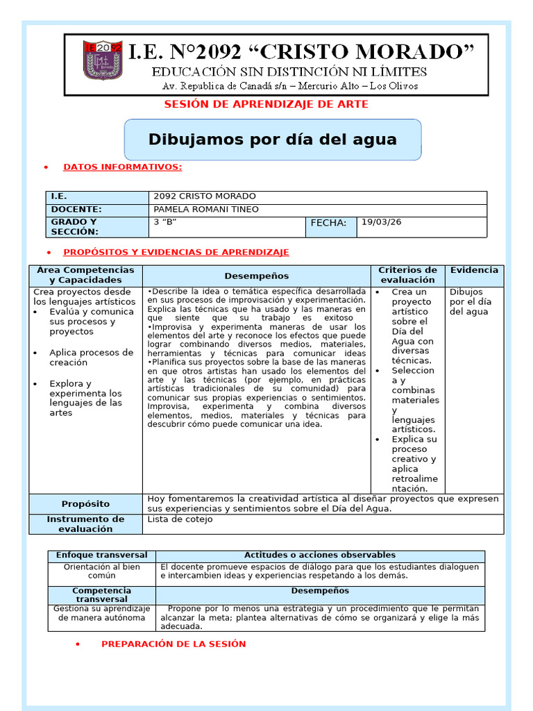 Sesion de Arte 19 de Marzo | PDF | Evaluación | Dibujo