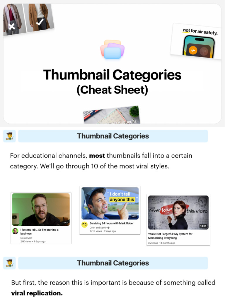Thumbnail Categories Cheat Sheet | PDF